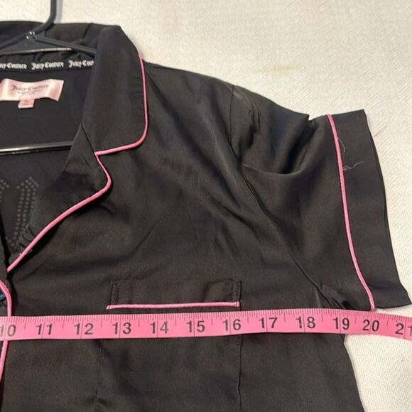 Juicy Coutour Satin Silky Bling Spellout Logo Collar Pajama Shirt Womens XL 90s - Picture 8 of 9